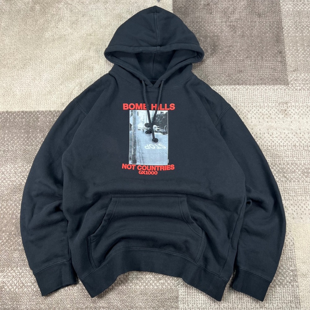 GX1000 Bomb Hills Not Countries Graphic Hoodie Black Mens Medium Streetwear SF